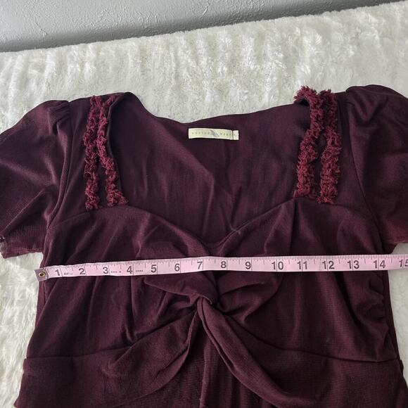 Weston Wear Sheer Silk Blend Purple Babydoll Sweetheart Top Size L Whimsigoth - Picture 6 of 9